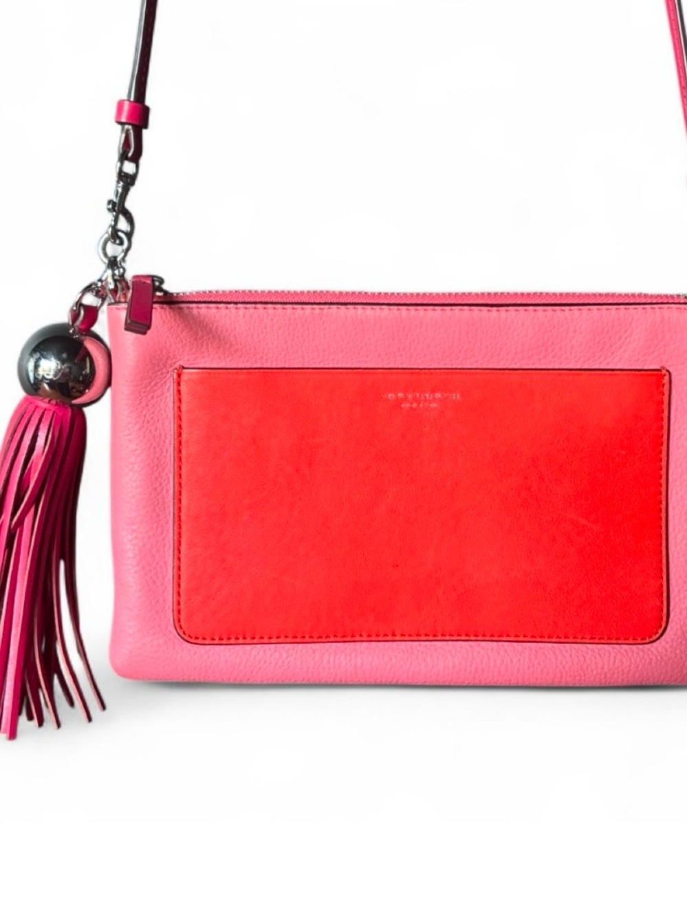 Tory Burch Color-block Pink and Orange Crossbody Bag with Tassel Charm